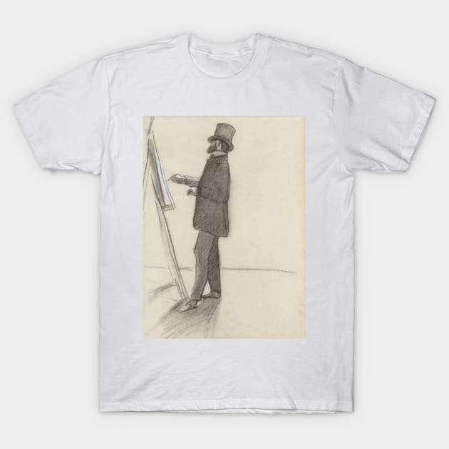 Manet and his Easel by Frederic Bazille T-Shirt by Classic Art Stall